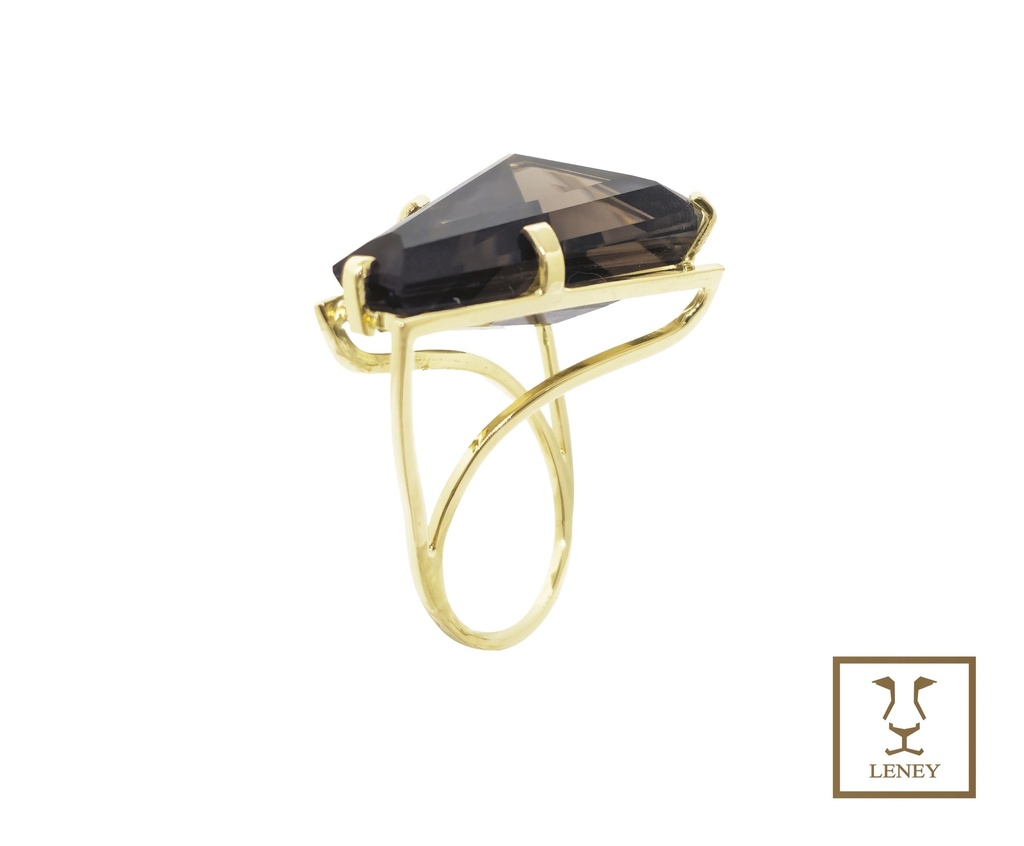 ANILLO QUARZO FUME TRAPECIO