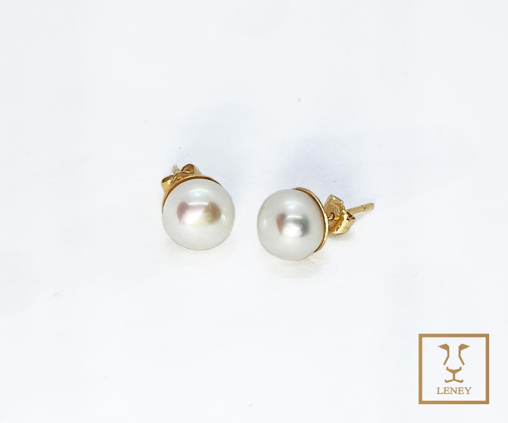 ARETE PERLA BLANCA BOTON