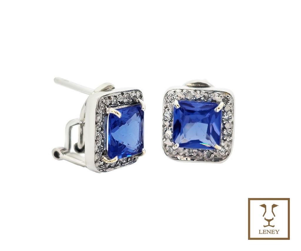 ARETE CUADRADO TANZANITA CON MARCO