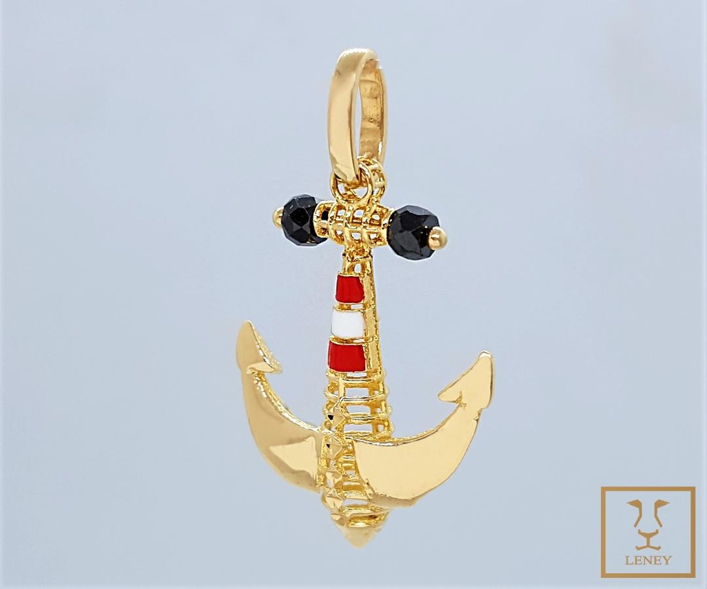 DIJE ANCLA ESMALTADA CON PIEDRAS