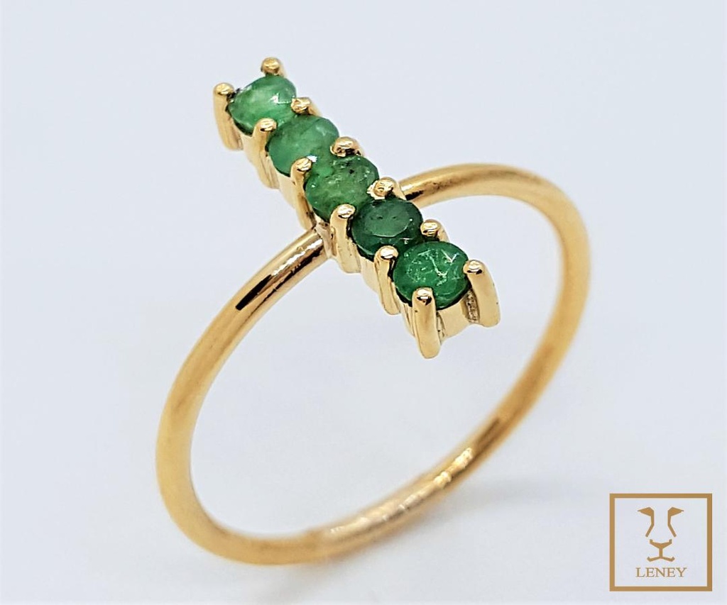 ANILLO BARRA VERTICAL DE ESMERALDA