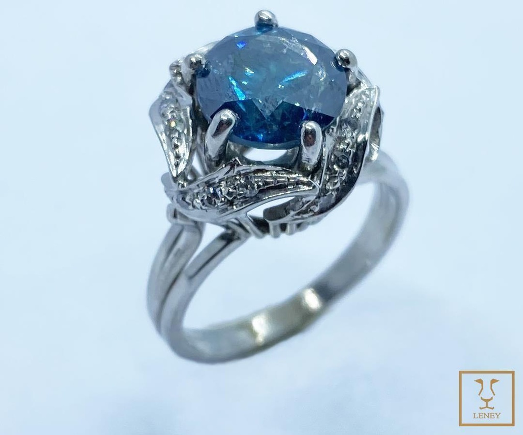 ANILLO SOLITARIO BRILLANTE AZUL