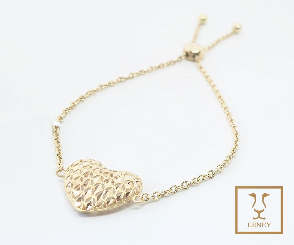 PULSERA CORAZON CALADO DIAMANTADO