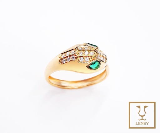 [1337W2] ANILLO SERPENTI BULGARI ESMERALDAS