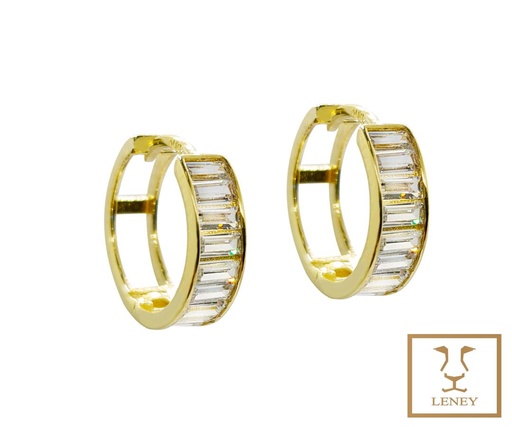 [1384W26] ARETE HUGGIE CIRCONES BAGUETTE