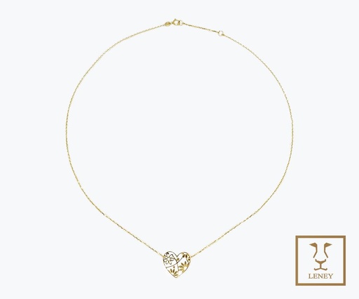 [1464W17] GARGANTILLA CORAZON CALADO DE FLORES