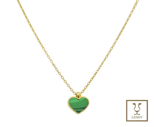 [1464W35] GARGANTILLA CORAZON MALAQUITA 6.5MM