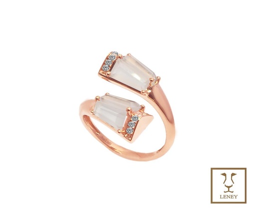 [1496W1] ANILLO QUARZO ROSA TRAPEZIOS