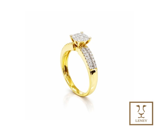 [1498W7] ANILLO SOLITARIO CLUSTER DE 5MM