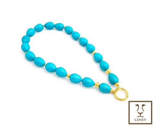 [1594W7] COLLAR TURQUEZAS GOTAS DE 18X14MM