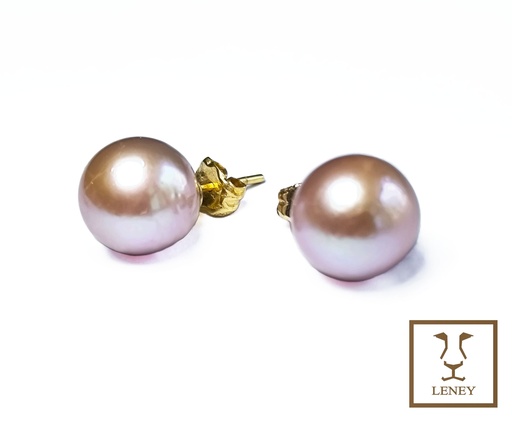 [1558W4] ARETE PERLA ROSADA 11MM