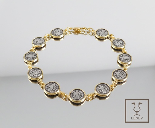 [1583W1] PULSERA 10 MEDALLAS SAN BENITO