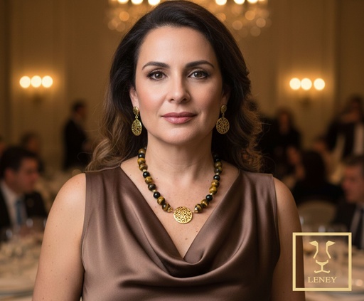 [1584W3] COLLAR BOLITAS OJOS DE TIGRE