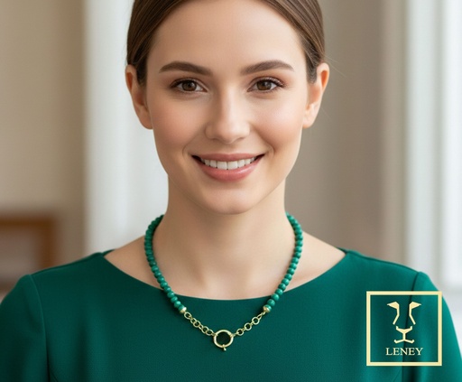 [1586W1] COLLAR MALAQUITAS ESFERICAS DE 6MM