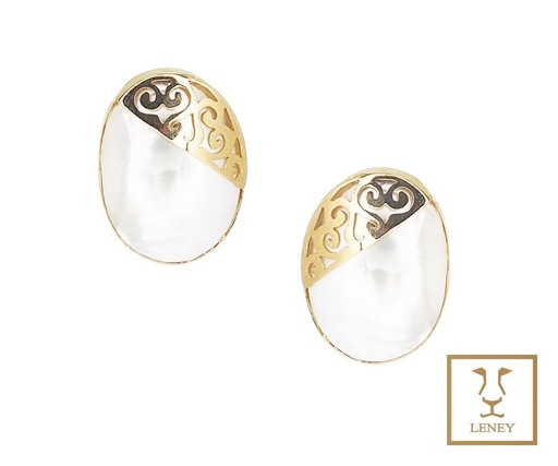 [1345W12] ARETE PERLA MABE OVAL