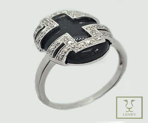 [713W10] ANILLO ONIX OVAL CRUZ