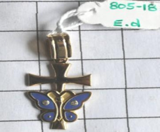 [1558W3] CRUZ MARIPOSA EMAUS ESMALTADA