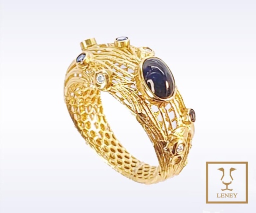 [949W30] ANILLO HILOS CON ZAFIROS