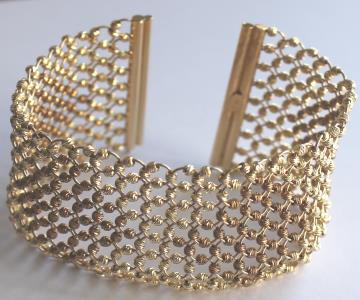 [984W37] PULSERA MALLA BOLITAS DIAMANTADAS