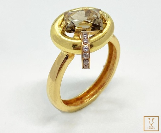 [1122W45] ANILLO OVAL TUBO CON TOPAZIO