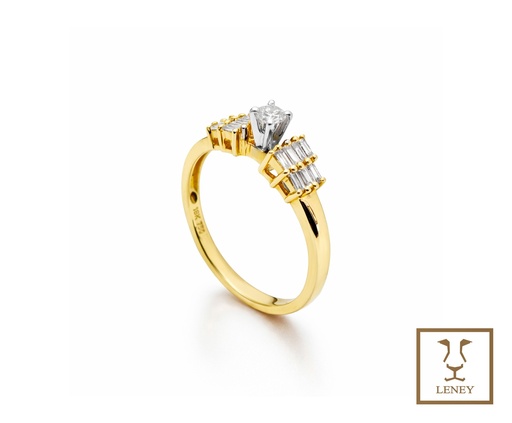 [1165W14] ANILLO SOLITARIO BRILLANTES HOMBROS