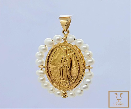 [1188W14] MEDALLA MILAGROSA 17.5MM CON PERLAS
