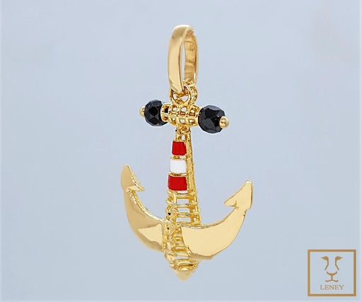 [1222W2] DIJE ANCLA ESMALTADA CON PIEDRAS