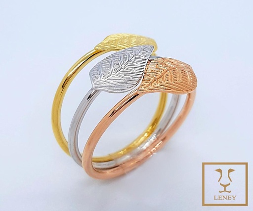 [1243W6] ANILLO 3P HOJA CON GRABADO