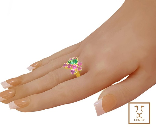 [1491W5] ANILLO RACIMO ESMERALDA GOTA