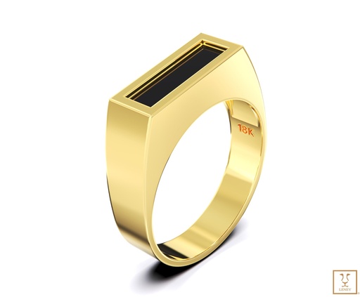 [1494W1] ANILLO HOMBRE ONIX RECTANGULO