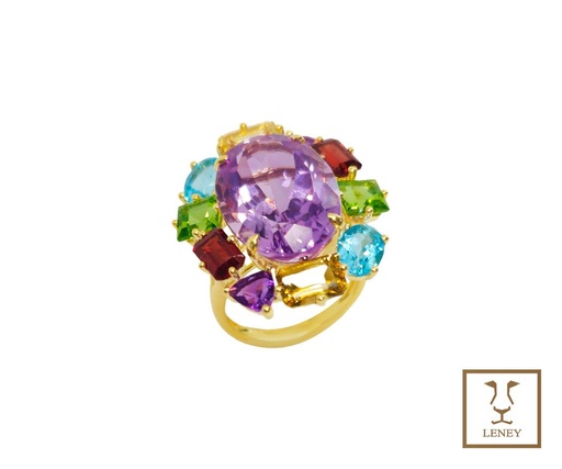 [1574W1] ANILLO AMATISTA OVAL CENTRO