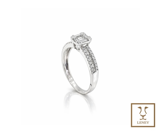 [1498W2] ANILLO SOLITARIO 6 BAGUETTS