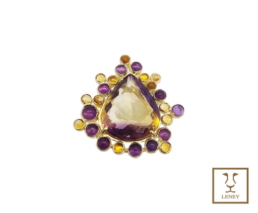 [1513W1] ANILLO GOTA AMETRINO 23X18MM