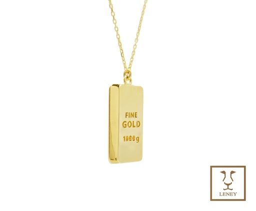 [1525W13] GARGANTILLA LINGOTE DE ORO 18X8MM