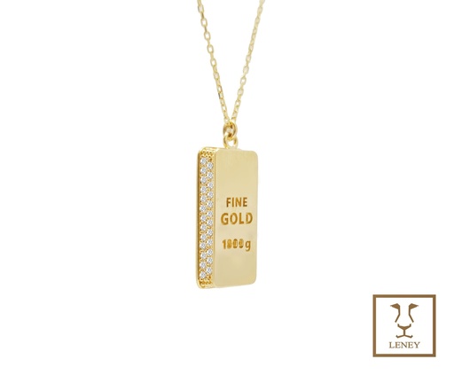 [1525W14] GARGANTILLA LINGOTE DE ORO 18X8MM