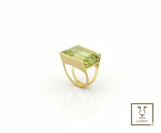 [1551W3] ANILLO TOPAZIO LIMON RECTANGULAR