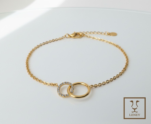 [1595W12] PULSERA 2 CIRCULOS ENTRELAZADOS