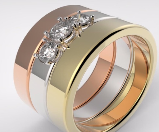 [1055W1] ANILLO 3P CINTILLO CENTRO