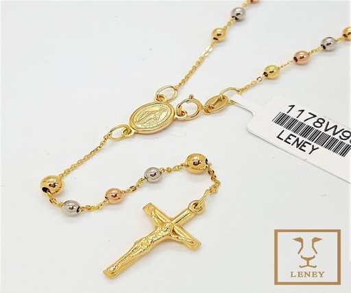 [1075W19] COLLAR ROSARIO TRES OROS