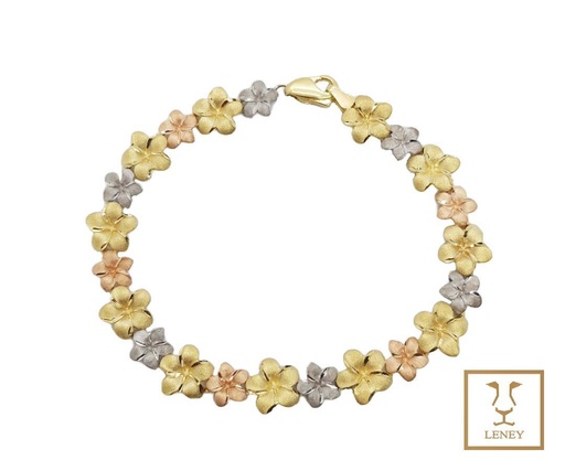 [1396W5] PULSERA FLOR TRES OROS