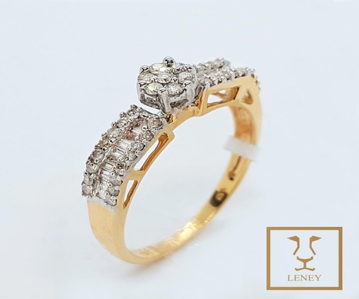 [1169W2] ANILLO SOLITARIO CLUSTER BRILLANTES